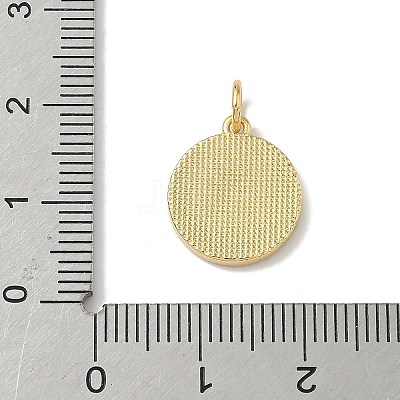 Brass Pave Natural Shell Flat Round with Letter Charms KK-Z115-13G-L-1