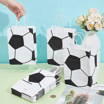 Football Printed Paper Gift Bags with Handle ABAG-WH0045-31A-1