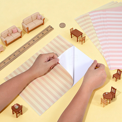 4Bags 2 Colors PVC Self-Adhesive Wallpaper for Dollhouse DIY-PH0036-71-1