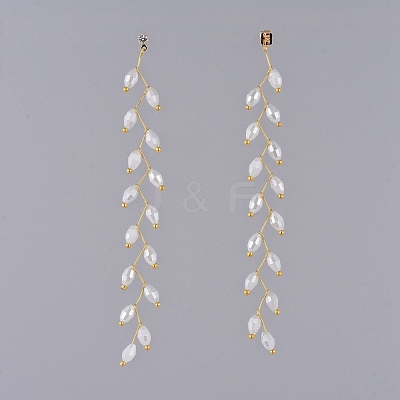 Electroplate Glass Beads Dangle Stud Earrings EJEW-JE03820-1