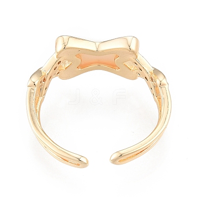 Clear Cubic Zirconia Letter X Open Cuff Ring RJEW-N039-11LG-1