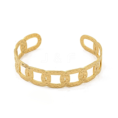 304 Stainless Steel Oval Open Cuff Bangles for Women BJEW-E100-05G-1