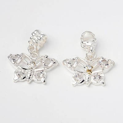 Brass Rhinestone European Dangle Charms X-PALLOY-D342-05-1