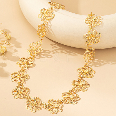 Alloy Hollow Flower Link Chain Belts for Women WG57BD8-01-1