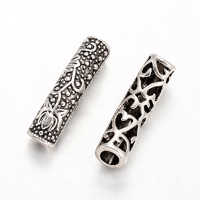 Tube Tibetan Style Alloy Beads TIBEB-O009-02AS-1
