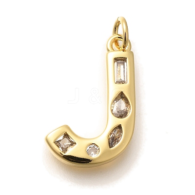 Brass Micro Pave Clear Cubic Zirconia Pendants KK-G521-01G-J-1