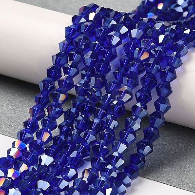 Transparent Electroplate Glass Beads Strands GLAA-F029-3mm-A06-1