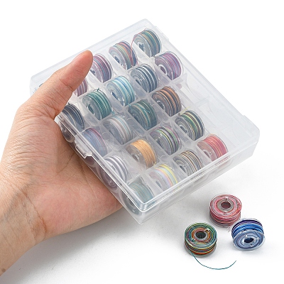 25 Rolls 25 Colors Round Segment Dyed Waxed Polyester Thread String YC-YW0001-02A-1