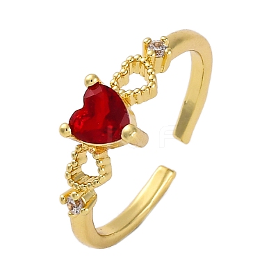 Rack Plating Brass Micro Pave Cubic Zirconia Open Cuff Finger Rings for Women RJEW-M028-90G-1