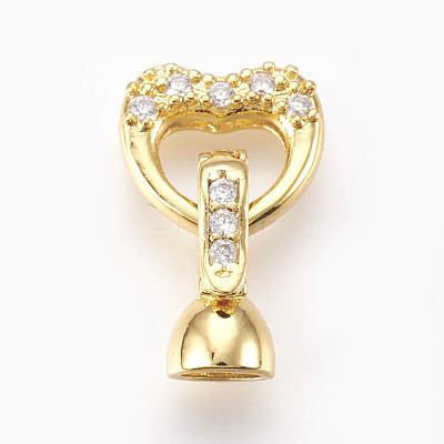 Brass Micro Pave Cubic Zirconia Fold Over Clasps KK-P164-07G-1