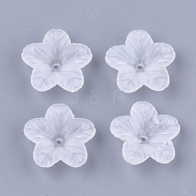 5-Petal Transparent Acrylic Bead Caps X-FACR-T001-02-1