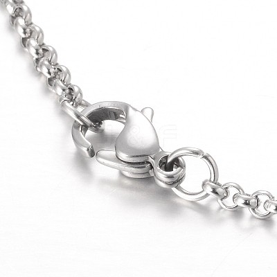 Moon & Star Stainless Steel Gemstone Charm Bracelets BJEW-JB01935-03-1
