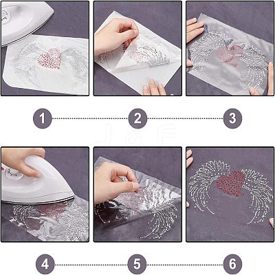 Heart with Wing Glitter Hotfix Rhinestone DIY-WH0301-41-1