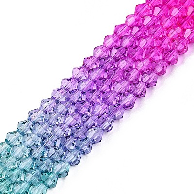 Gradient Color Baking Paint Glass Bead Strands DGLA-A039-T4mm-A011-1