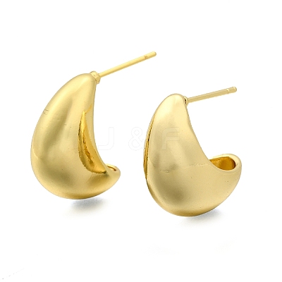 Brass Half Hoop Earrings LS-EJEW-H104-18G-1