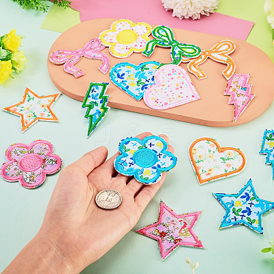 8 Bags 4 Colors Polyester Embroider Self-adhesion Thread Iron on/Sew On Patches PATC-TA0001-51-1