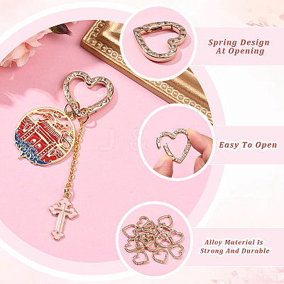 20Pcs Zinc Alloy Rhinestone Spring Gate Rings FIND-SP0004-36LG-1