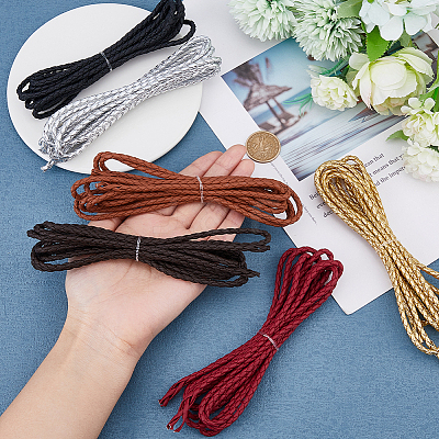 6Pcs 6 Colors Braided Imitation Leather Cords OCOR-DC0001-10B-1