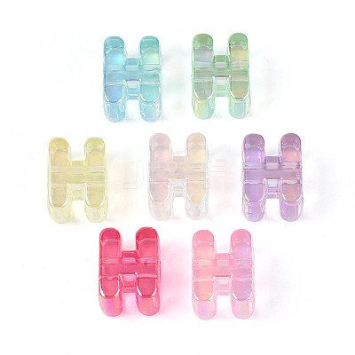 UV Plating Transparent Acrylic European Beads OACR-M027-02H-1
