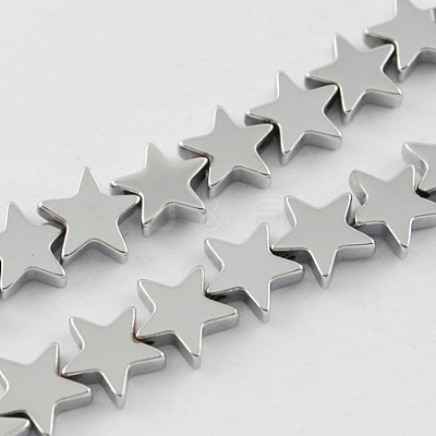 Non-magnetic Synthetic Hematite Beads Strands G-Q887-6x6mm-7-1