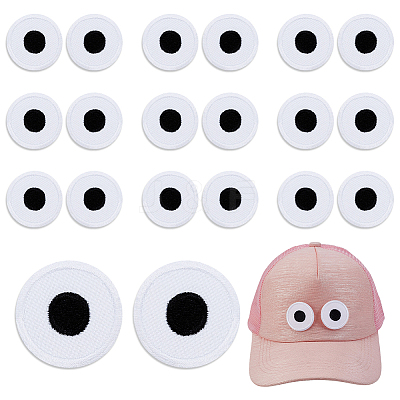 20Pcs Eyes Polyester Embroidery Iron on/Sew on Patches DIY-GA0010-06A-01-1