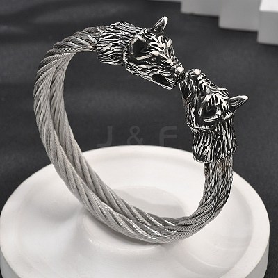 Viking 304 Stainless Steel Open Cuff Bangles for Men BJEW-U001-07L-AS-1