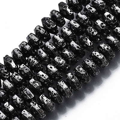 Electroplated Natural Lava Rock Beads Strands G-T114-66-1