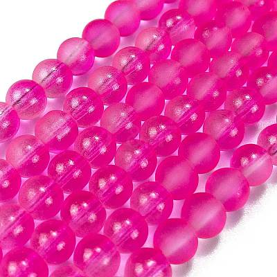 Frosted Transparent Glass Bead Strands GLAA-P065-6mm-11-1