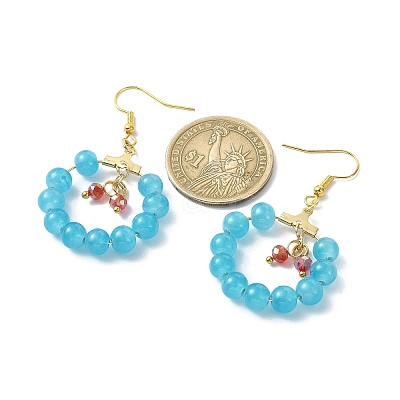 Imitation Jade Glass Beaded Ring Dangle Earrings EJEW-JE05568-01-1