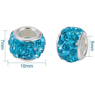 Polymer Clay Rhinestone European Beads CPDL-NB0001-07-1