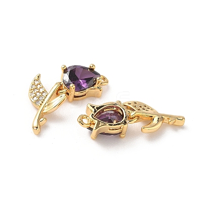 Brass Micro Pave Cubic Zirconia Pendants KK-D504-09A-G-1
