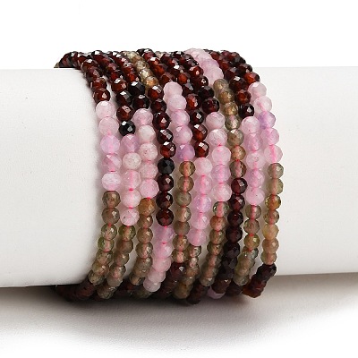 Gradient Color Natural Amethyst & Garnet & Apatite Beads Strands GG-CBA1668-A11-3mm-1