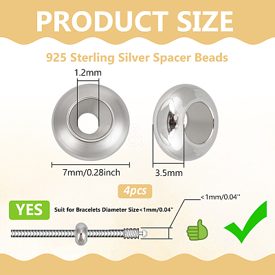 4Pcs 925 Sterling Silver Spacer Beads STER-BC0003-50P-1