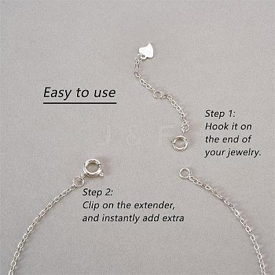 4 Pieces Extension Chain with Spring Clasp Sterling Silver Extender Chains Necklace Bracelet Anklet Removable Chain Extenders Charms for DIY Jewelry Making Accessories JX625A-1