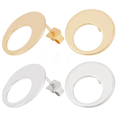 20Pcs 2 Color Brass Stud Earring Findings KK-BBC0004-35-1