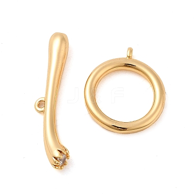 Brass Pave Clear Cubic Zirconia Toggle Clasps KK-M270-01G-1