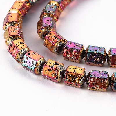 Electroplated Natural Lava Rock Beads Strands G-T114-71-1