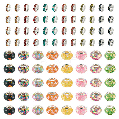50Pcs Transparent Resin Rondelle European Beads RESI-TA0005-62-1