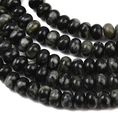 Natural Black Spot Jasper Beads Strands G-L647-D06-4x6mm-1