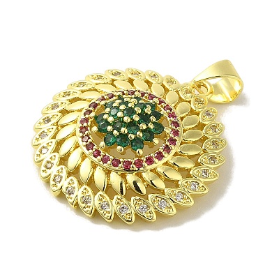 Brass Micro Pave Colorful Cubic Zirconia Pendants KK-Z042-20G-01-1