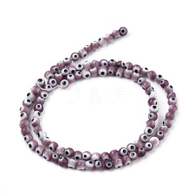Handmade Evil Eye Lampwork Round Bead Strands LAMP-L055-4mm-04-1