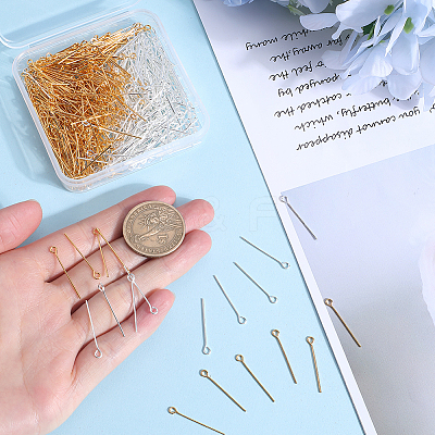 600Pcs 2 Colors Brass Eye Pin KK-SP0001-68A-1