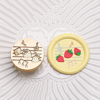 Golden Tone Round Wax Seal Brass Stamp Heads AJEW-Z034-01G-17-1
