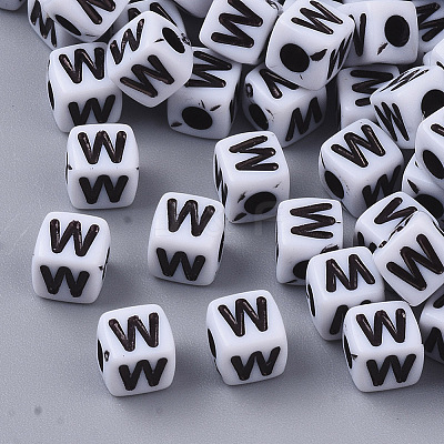 White Opaque Acrylic Beads X-MACR-R869-02W-1