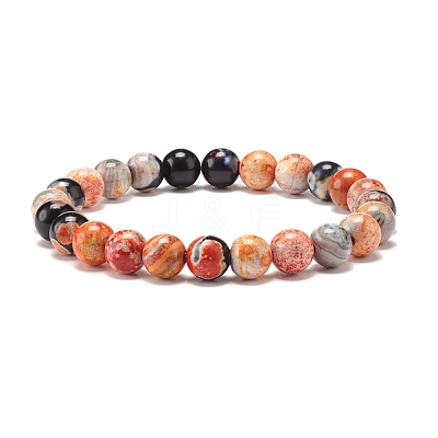 Dyed Natural Fire Crackle Agate Bead Stretch Bracelets BJEW-JB07519-1