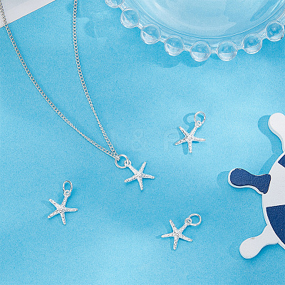 4Pcs 925 Sterling Silver Starfish Charms STER-BBC0008-39-1