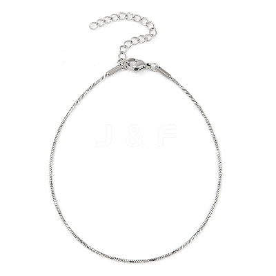 304 Stainless Steel Snake Chain Anklets AJEW-G024-07P-1
