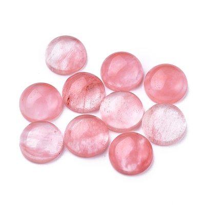 Cherry Quartz Glass Cabochons X-G-P393-R59-10MM-1