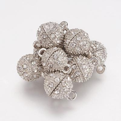 Alloy Rhinestone Magnetic Clasps with Loops RB-H116-2-N-1
