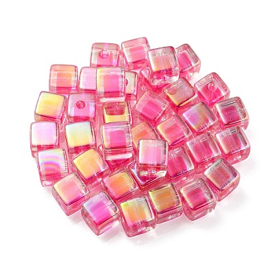 UV Plating Transparent Acrylic European Beads OACR-F004-10B-1